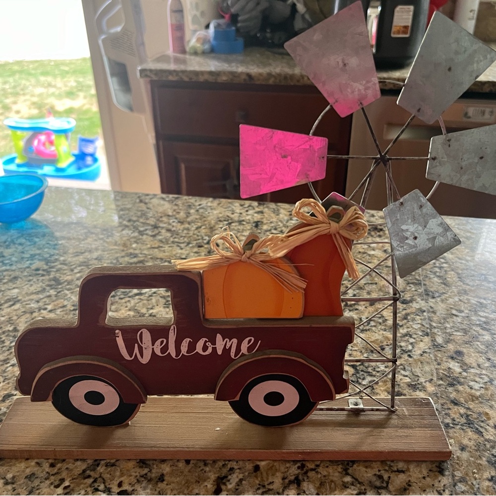 Rustic Welcome Truck with Windmill Decor